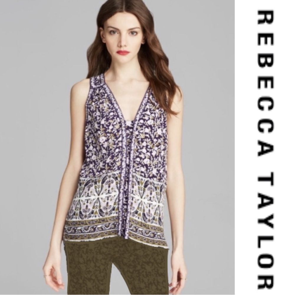 Rebecca Taylor Floral Paisley Sleeveless Blouse